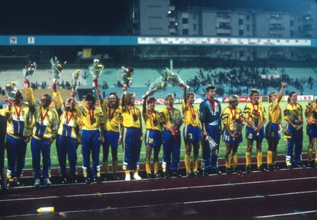 Team Norway during the 1991 FIFA World Cup in China. This was the first Women's World Cup.