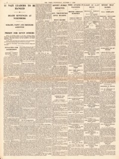 1946 The Times page 4 Guilty verdicts at Nuremberg trials