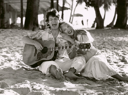 Mick Jagger and Jerry Hall in Barbados in December 1983 She is  pregnant with Elizabeth their first child