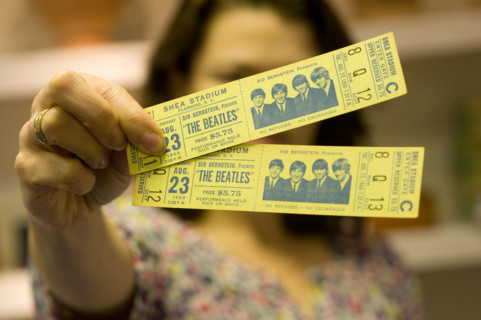 Unused tickets for The Beatles' concert at Shea Stadium, New York City, on August 23rd, 1966.