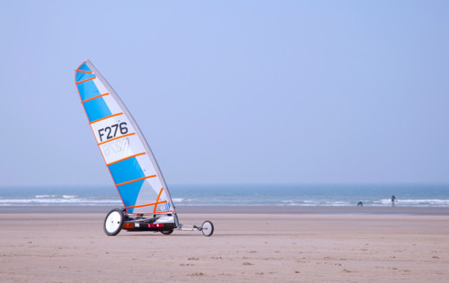Land sailing on the beach in Gravelines, France.