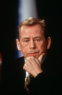 Czech President Vaclav Havel during a joint news conference at the State Department in Washington