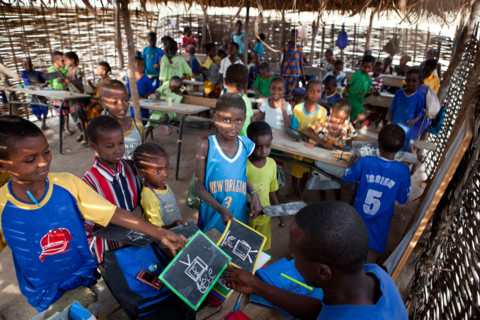 Village school in southern Senegal, West Africa.