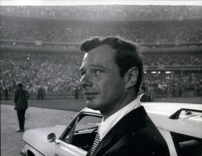 Dec. 16, 2011 - Brian Epstein takes an early look at the 100,000 crowd who were waiting for the Beatles at Shea Stadium, New York.