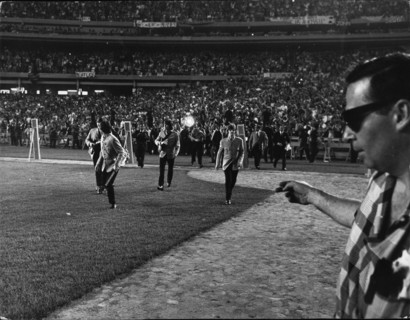 Aug. 08, 1966 - Never before have entertainers used a stadium which normally holds 60,000 plus sportsfans, but when the Beatles went to now America only the largest stage available would do, so they r...