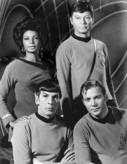Nichelle Nichols, DeForest Kelley, William Shatner and Leonard Nimoy  "Star Trek" TV Series (1966-1969)    File Reference # 31955 205THA