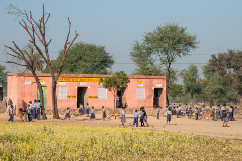 Small village school in the countryside of Uttar Pradesh. Education in India is provided by Public schools and Private schools.