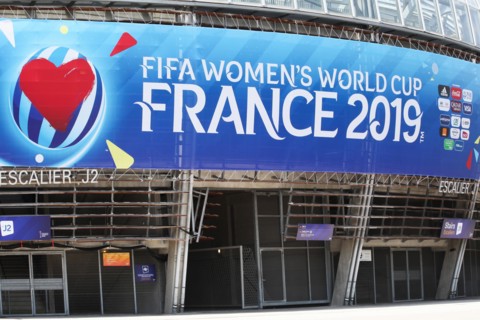 Grenoble, France - June 15, 2019: Facade of the stade des Alpes in Grenoble during the Fifa women's world cup 2019 in France