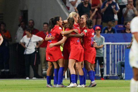 2 july 2019 Lyon, France FIFA World Cup Women 2019 England v USA   Alex Morgan of USA scores the 2-1 for USA