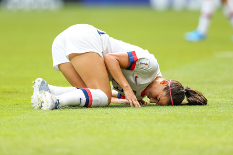 Lyon, France. 07th July, 2019. Alex Morgan the United States during match against the Netherlands game valid for the Final of the Women 's Soccer World Cup in Lyon in France this Sunday, 07. Credit: B...