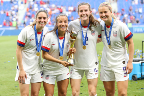 Lyon, France. 07th July, 2019. Players the United States during match against the Netherlands game valid for the Final of the Women 's Soccer World Cup in Lyon in France this Sunday, 07. Credit: Brazi...
