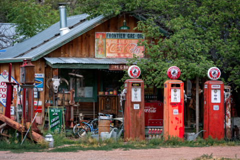 Historic American gas station in New Mexico