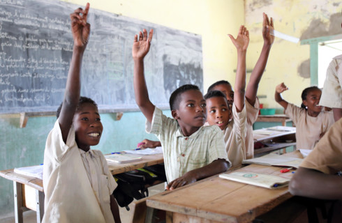 Students in primary school in Morondava, Madagascar. Due to political crisis Madagascar is among the poorest countries in the world