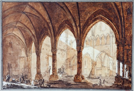 DEMOLITION OF THE CHURCH OF THE HOLY INNOCENT Sobre. "Démolition de l'église des Saints-Innocents". Dessin. Paris, musée Carnavalet.