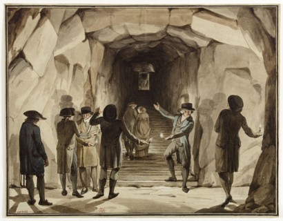 Visit the Catacombs under the Directory S.J. Visite aux Catacombes, sous le Directoire. Lavis de sépia et aquarelle. Paris (XIVth arr.). Paris, musée Carnavalet.