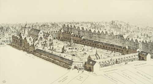 The cemetery of the Innocents in Paris in 1552