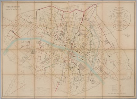 Statistical map of the distribution of waters of the city of Paris […], executed under the orders and by the care of Mr. Emmery, engraved at the request of the Municipal Council and according to the d...