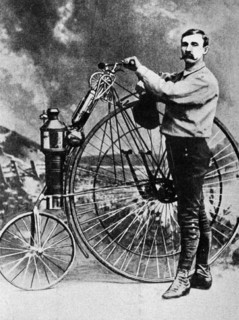 Motorized bicycle built in 1885