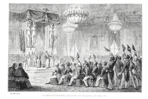 Première session du Sénat et du Corps législatif aux Tuileries le 29 mars 1852
