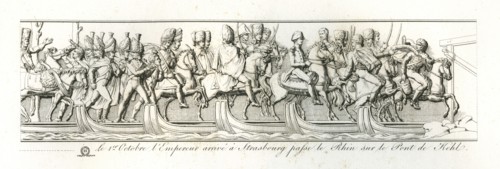 Colonne Vendôme : Le 1er octobre 1805, Napoléon 1er arrivé à Strasbourg, passe le Rhin sur le pont de Kehl