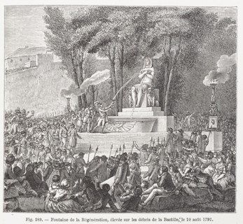 Fontaine de la Régénération, élevée sur les débris de la Bastille, le 10 août 1792