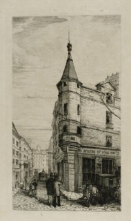 Turret at the corner of rue Pierre-Sarrazin and rue Hautefeuille in Paris