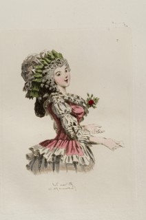 Femme coiffée d'un bonnet au globe