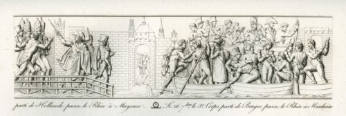Colonne Vendôme : Le 25 septembre 1805, le 2e corps parti de Hollande passe le Rhin à Mayence. Le 26 septembre, le 3e corps parti de Bruges passe le Rhin à Mannheim