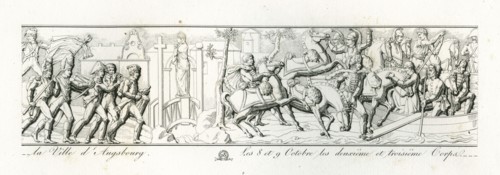 Colonne Vendôme : Le 9 octobre 1805, le 4e corps entre dans la ville d'Augsbourg. Les 8 et 9 octobre, les 2e et 3e corps passent le Danube à Neubourg.