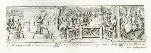 Colonne Vendôme : Le 2 novembre 1805, prise de l'Ebersberg sur la Traun. Le 3 novembre, le 5e corps entre à Lintz.