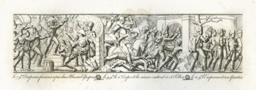 Colonne Vendôme : Le 7 novembre 1805, drapeaux français repris dans l'arsenal d'Inspruck. Le 9 novembre, le 5 corps et la réserve entrent à Saint-Polten.