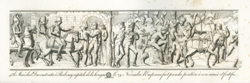 Colonne Vendôme : Les 27 et 28 novembre 1805, le maréchal Davoust entre à Presbourg, capitale de la Hongrie. Le 29 novembre, l'empereur fait prendre position à don armée et fortifie le Santon.