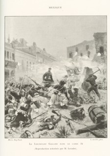Le lieutenant Galland dans le cadre 34, pendant la prise de Puebla au Mexique, en 1863