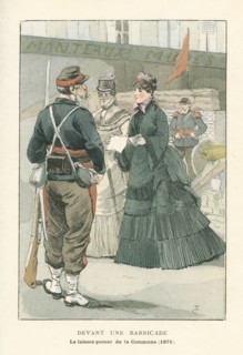Devant une barricade, le laissez-passer de la Commune, 1871