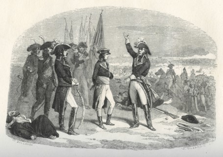 Bonaparte et Kléber avec les drapeaux des victoires d'Aboukir, du Thabor et du Caire