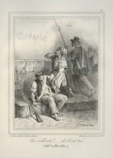 Bellangé, "Les scélérats !... ils l'ont tué (28 juillet 1830)"