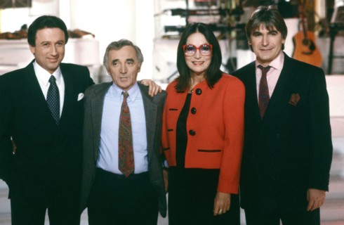 Michel Drucker, Charles Aznavour, Nana Mouskouri, Serge Lama, 1989