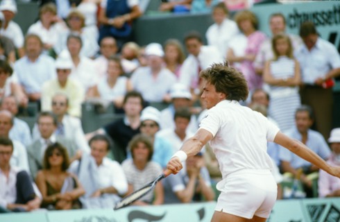 Le joueur de tennis français Henri Leconte, lors du 1/8e de finale du simple messieurs du tournoi