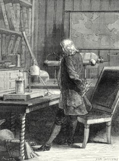 Franklin in his laboratory of physics in Philadelphia
