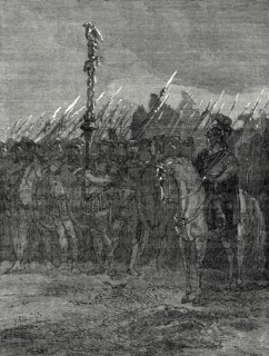 Les piques de l'armée de César étincellent à la suite d'un orage
