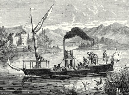 Experiment of Miller, Taylor and Symington made in 1789 on the pond of the land of Dalswinton