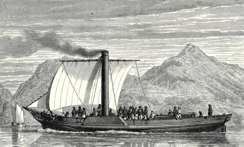 La 'Comète', premier bateau à vapeur anglais, construit par Henry Bell, en 1812