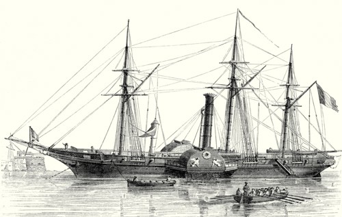The 'Sphinx', the first steam warship from the French navy, built in 1830