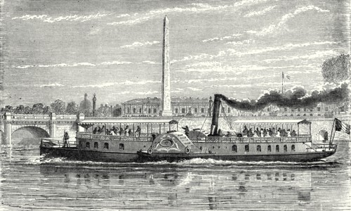 Bateau à vapeur destiné à faire le service d'omnibus sur la Seine à Paris, pendant l'exposition