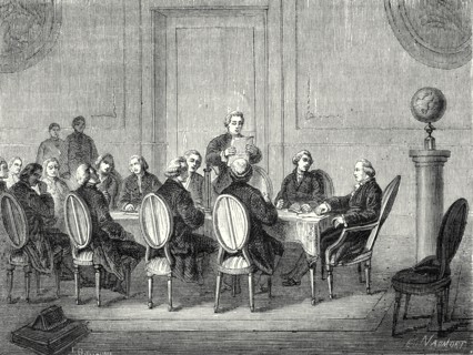 Joseph Banks lit devant la 'Société royale' de Londres la lettre de Volta 
annonçant la découverte