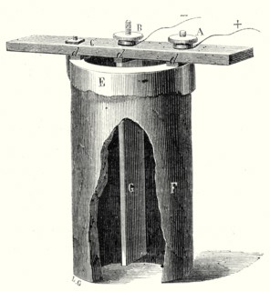 Salt water battery of M. Duchemin