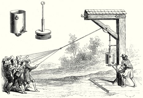 Experiments made by Otto von Guericke in 1654, in front of the Prince of Auerberg