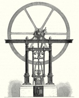 steam engine without condenser, with a vertical cylinder