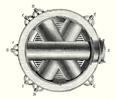 Horizontal cross section of M. Hermann-Lachapelle's crossed boiler reboiler