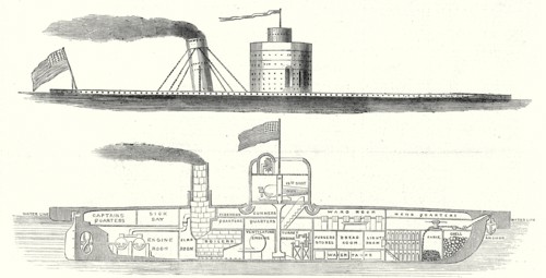 The Civil War In America, The U.S. Gun-Boat Weehawken, one of the nine ironclads engaged in the